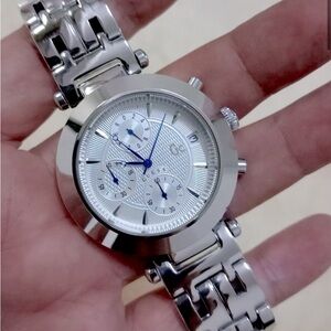 Swiss GC Guess Unisex Silver-Tone Stainless Steel Chronograph Watch